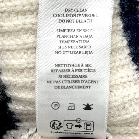 Rails Claudia Cream Navy Stripe Cashmere Wool Mock Neck Sweater Womens XS - Picture 12 of 12